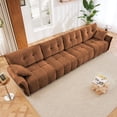 thumbnail image 4 of 142" Oversized Chenille Modular Sectional Sofa with High-Resilience Memory Foam Cushion, Adjustable Lumbar Support, 4-Seater Upholstered Corner Sofa with 2 Throw Pillows, for Living Room, Brown, 4 of 7