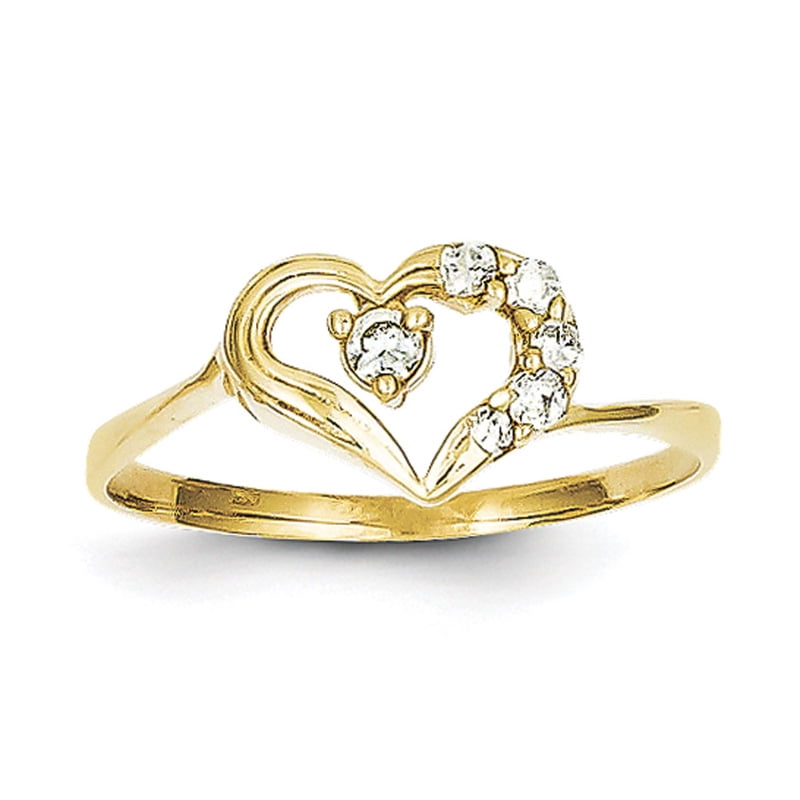 Kevin Jewelers - 10k Yellow Gold CZ Heart Ring - Walmart.com