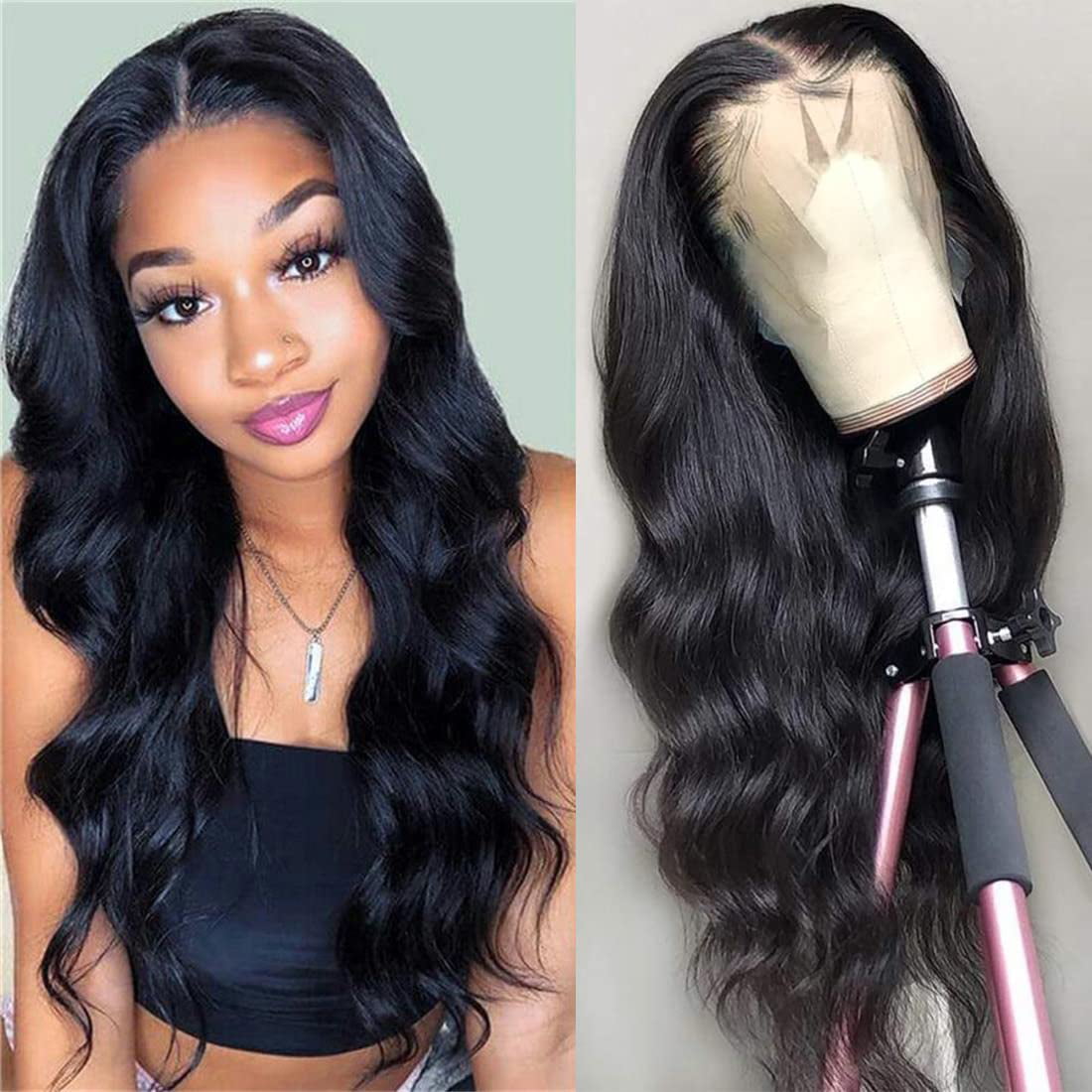 13x4 Lace Front Human Hair Wigs 100% Brazilian Virgin Longest Human Hair  Wigs for Black Women Transparent Lace Front Wigs 150% Density Natural  Hairline with Baby Hair (28 Inch,Body Wave) 