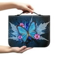 thumbnail image 2 of Xoenoiee Blue Butterfly Print Bible Case Bible Cover Faux Leather Carrying Book Holder Church Bags with Zipper Study Essentials Organizer Tote Gifts for Women Men, M, 2 of 7