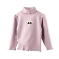 thumbnail image 2 of Cowsor Toddler Baby Ribbed Knit Cotton Solid Turtleneck Tops Ruffles Long Sleeve Mock Neck Shirts Soft Slim Fit Teen Girls Sweater, 2 of 5