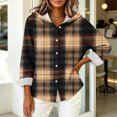 thumbnail image 3 of Women's Plaid Hooded Jacket Button Down Long Sleeve Casual Jacket with Pockets Loose Fit Fall Outerwear for Daily Weekend and Travel, 3 of 6