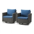 thumbnail image 3 of PARKWELL Outdoor Swivel Glider Chair Set of 2, Patio Swivel Rocking Lounge Chair with Navy Cushions for Balcony Patio, Brown Wicker, 3 of 10