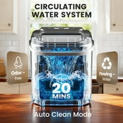 Goosiay Countertop Ice Maker, 26lbs Portable Small Ice Makers with Handle, 8 Cubes in 6 Mins, 2 Size of Bullet Ice, Self-Cleaning Mini Ice Machine for Home, Kitchen, RV, Camping, Black