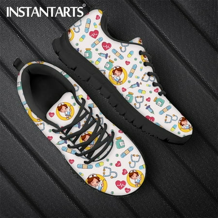 

Women s Sneakers Black Ladies Mesh Sport Casual Shoes Cute Cartoon Nurse Doctor Luxury Designer Lace Up Flats Zapatos Planos