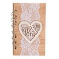 thumbnail image 2 of Rústico Kraft Encaje Cubierta De Madera Decoración Boda Libro De Visitas Cuaderno Mr Mrs, 2 of 9