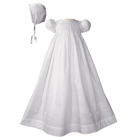 

Girls 32″ Cotton Hand Smocked Christening Gown Baptism Dress with Hand Embroidery (Baby)