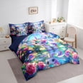 thumbnail image 2 of Metsweet Magical Unicorn Twin Bedding 7-Piece, Princess Castle Butterfly Bedding Comforter Set,Navy Blue Reversible, 2 of 6