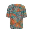 thumbnail image 6 of Twczz Womens Floral Shirts Short Sleeve- Loose Fit Casual V-Neck Summer Boho Tops Blouse Orange Size 2XL, 6 of 8
