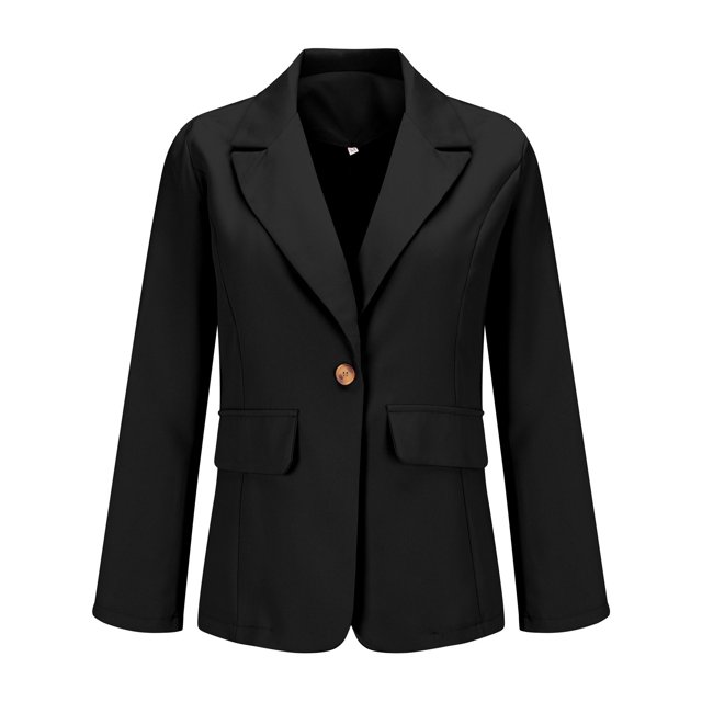 Blazer Femme Décontracté Ouvert devant Manches Longues Col à Revers Bouton Veste de Travail - Hontri