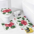 thumbnail image 4 of Shower Curtain sets and Bath Mat Set, Green Leaves Pattern Printed on Shower Curtain Set with Rugs and Accessories, Suitable for Small Bathroom Gym Guest Bath, 72 x 72 inches, 4 of 8