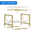 thumbnail image 4 of Dextrus Round Coffee Table with Storage, Rustic Living Room Tables with Sturdy Metal Legs, Marble White and Gold, 4 of 7