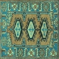 thumbnail image 1 of Ahgly Company Machine Washable Indoor Square Persian Turquoise Blue Traditional Area Rugs, 6' Square, 1 of 4