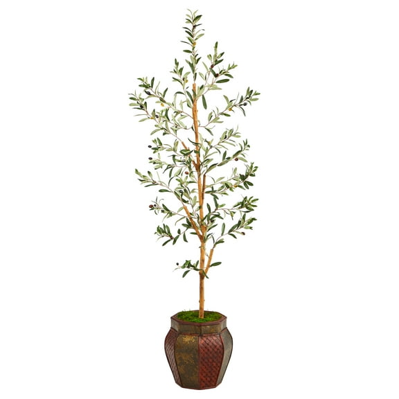 Nearly Natural 5.5' Olive Artificial Tree in Decorative Planter
