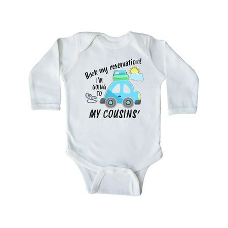 

Inktastic Book my Reservation! I m Going To My Cousins Gift Baby Boy or Baby Girl Long Sleeve Bodysuit