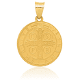 thumbnail image 5 of 14K Solid Yellow Gold Saint Benedict Medal Necklace Chain Pendant Charm, 5 of 11