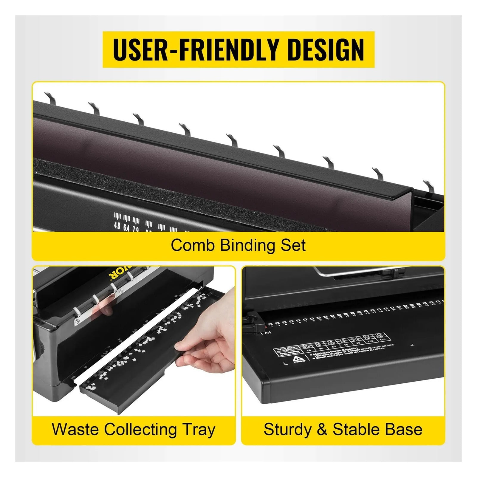 34 Holes Manual Coil Binding Machine Book Binding Machine Spiral Coil Paper Puncher Wire Punching Binder Insert A4 Papers ,Easy to Operate