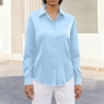 thumbnail image 2 of Women's Classic Collar Long Sleeve Button Down Shirt in Solid Color for Casual and Professional Wear, 2 of 5