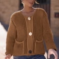 thumbnail image 4 of JSheng Women's Cardigan Sweater Casual Solid Color Long Sleeve Knitted Button Pocket Sweaters Jacket Coffee S, 4 of 5