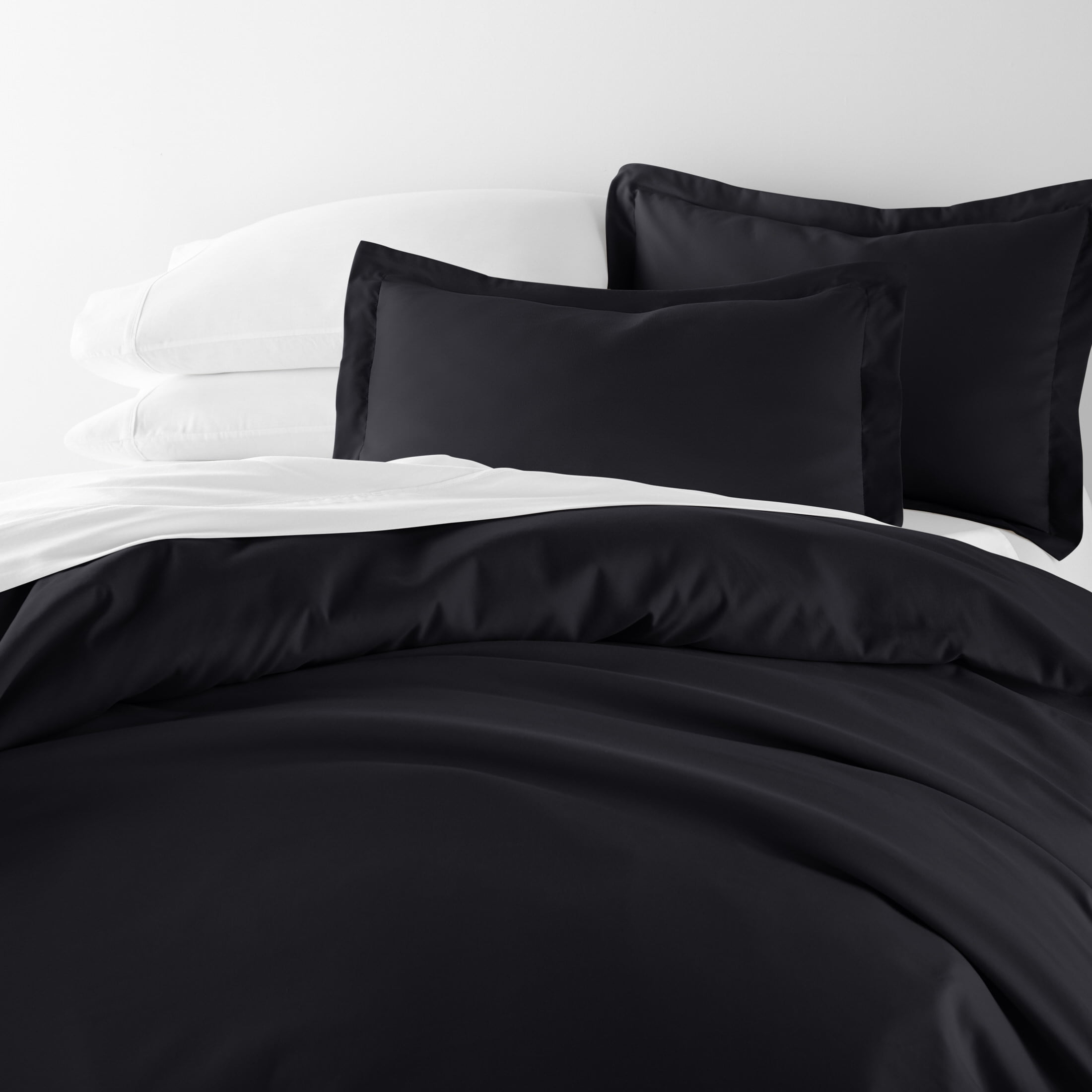 Noble Linens 3-Piece Black Duvet Cover Set, Full/Queen