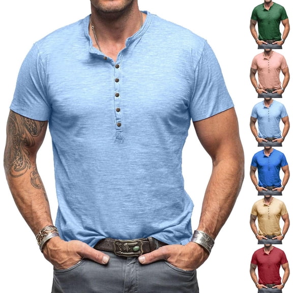 FRSASU Men's Henley Shirts Short Sleeve 3 Button T-Shirts Casual Lightweight Basic Tee Fashion Summer Tops Wine
