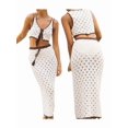 thumbnail image 3 of Women's Crochet 2 Piece Outfit, Sleeveless Crop Top and Maxi Skirt Set As Shown S, 3 of 7