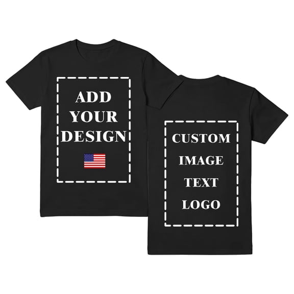 GZWYHT Custom Photo T-Shirts for Men Design Your Own Personalized Shirt on Front&Back Cotton Tess Customizable Text And Image Black L