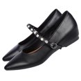 thumbnail image 2 of Women's Ballet Mary Jane Flats 2026 Casual Versatile Pointed Toe Buckle Strap Flats Summer Novel Trendy Comfortable Ballerina Shoes for Work Walking Black 7.5, 2 of 9
