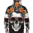 thumbnail image 7 of Lsque Flower Horn Skull A Pattern Casual Men's Hoodie,Hooded Sweatshirt with Kangaroo Pocket,Pullover Hoodie-XX-Large, 7 of 7
