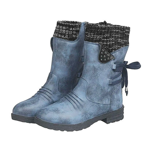 NOKIO Bottes de Neige Isolées Thermiques pour Femmes Waterproof Chaussures de Randonnée d'Hiver avec Traction Antidérapante, Mousse à Mémoire et Doublure en Fausse Fourrure pour Activités de Plein Air Bottes Mi-Mollet
