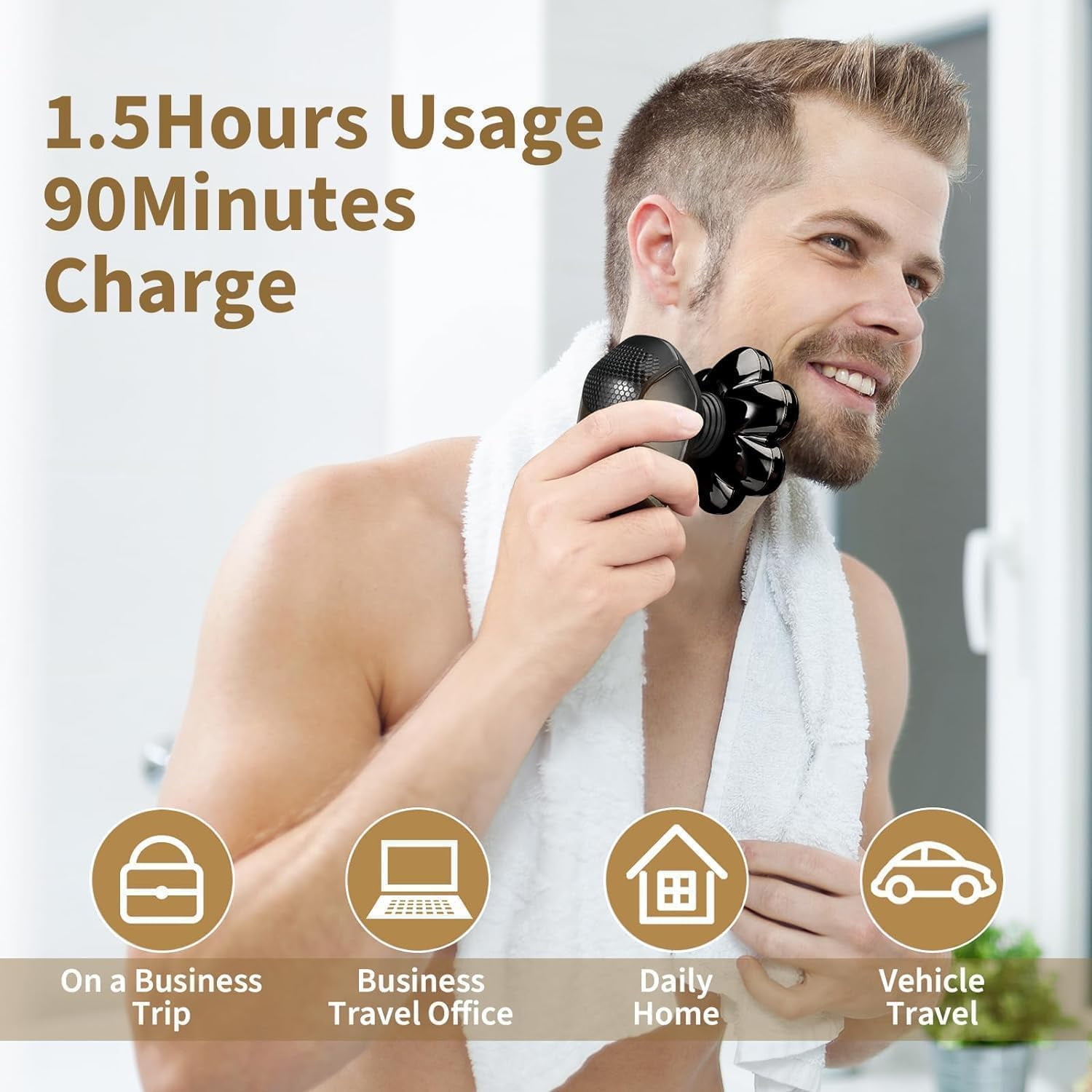 Nogroa Head Shavers for Bald Men, Magnetic Electric Razor, 7D Rotary Shaver 5 in 1 Grooming Kit, IPX7 Waterproof, Wet/Dry, LED Display, Rechargeable, Cordless, Dark Black