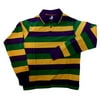 Adult 2X XXL Mardi Gras Rugby Stripe Purple Green Yellow Long Slv Shirt