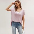 thumbnail image 4 of FLMEI Women's Short Sleeve Pullover Shirt Solid Colour Summer Knit Tops Loose Large Size Casual T-Shirt for Womens S-XL, 4 of 9