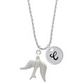 thumbnail image 1 of Delight Jewelry Silvertone 3-D Dove Silvertone Script Initial Disc - C - Charm Necklace, 20"+3", 1 of 4