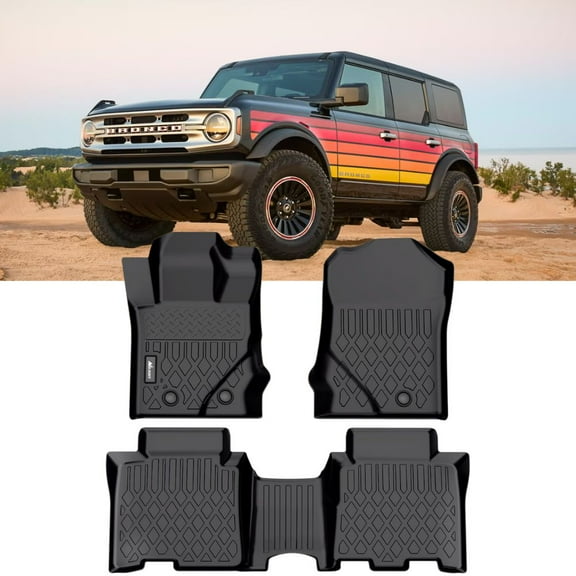 Nilight TPE Floor Mats for Ford Bronco 4 Door 2021 2022 2023 2024 2025 All Weather Custom Fit Heavy Duty Floor Liners