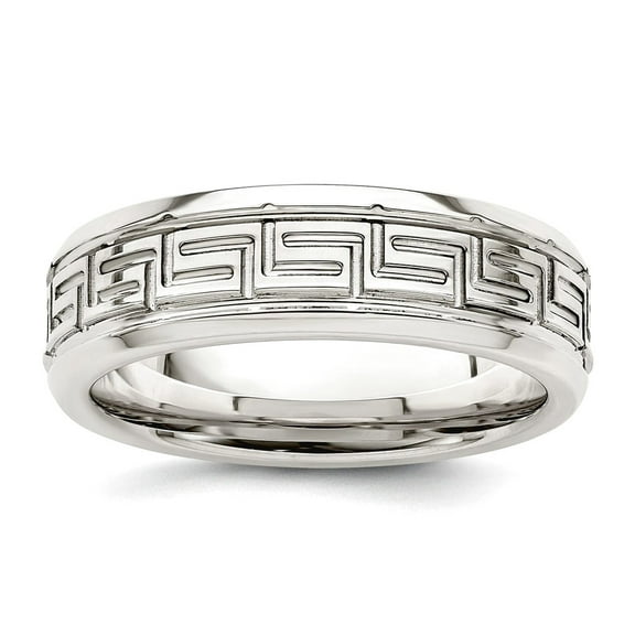 925 Sterling Silver Beveled Edge 6mm Polished Fancy Band Ring Size 12 Ring for Women and Men