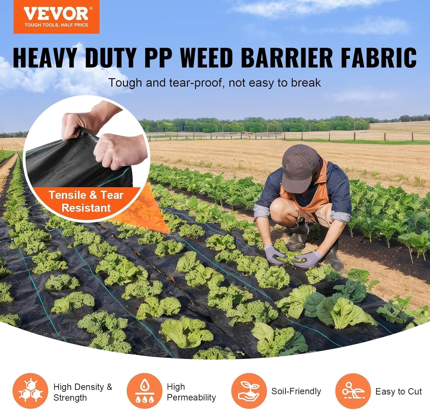 Weed Barrier Fabric, Heavy Duty 4x100FT 5.8oz Woven Landscape Fabric, Garden Fabric Weed Barrier, Weed Control Fabric Ground Cover, Geotextile Fabric for Landscaping, Weed Block Gardening Mat