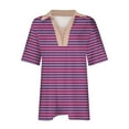 thumbnail image 4 of fatyb Tshirts for Women V Neck Striped Tunic Shirts with Collar Casual Womens Short Sleeve Loose Blouses, 4 of 5