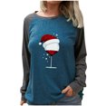 thumbnail image 2 of ICHUANYI Liquidación Camiseta de manga larga con costuras de color en contraste de Navidad para mujer ICHUANYI WER202308246600, 2 of 4