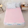 thumbnail image 4 of jejeloiu Watercolor Shark Ribbon Zipper Twin Comforter Sets with Fitted Sheet and 2 Pillowcases For Girls,Cute Nautical Bow Zipper Bedding Set,White Pink,Pink Reversible,4-Piece, 4 of 7