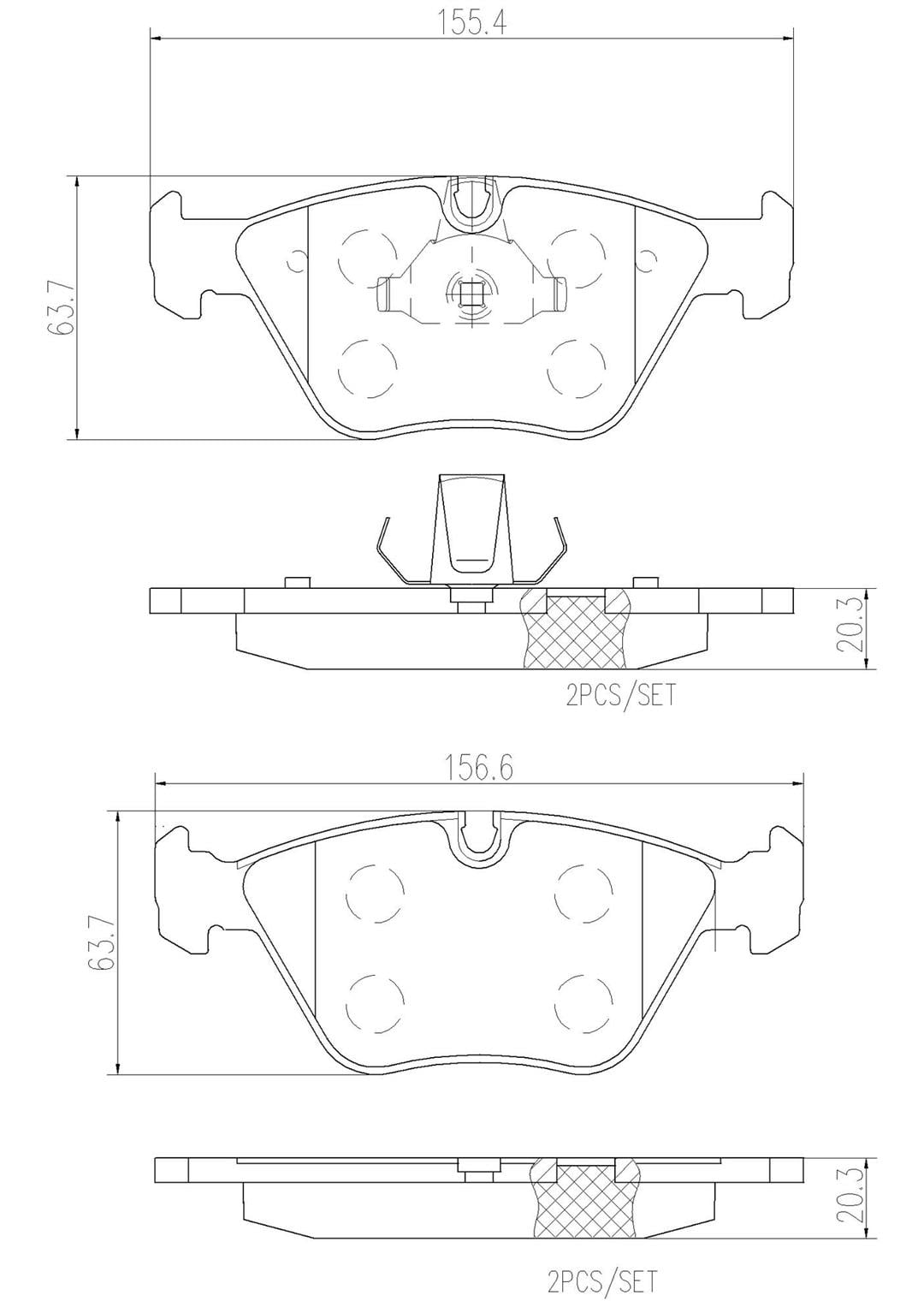 Brembo P06043N NAO BRAKE PADS Fits select: 2005-2008 BMW X3 3.0I, 2001-2006 BMW 330 CI