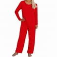 thumbnail image 6 of Ladies Thermal Underwear Sets, Hugcore Thermal Underwear and Women Plus Size Winter Warm Fleece Lined Base Layer Long Top and Bottom Sets Women's Thermal Underwear Red 5XL, 6 of 8