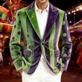 thumbnail image 2 of Chaqueta de Vestido de Ceremonia de Impresión de Corduro Largo para Hombre con Bolsillos, Blazer de Partido Delantero de Botón para Invierno Primavera, 2 of 4