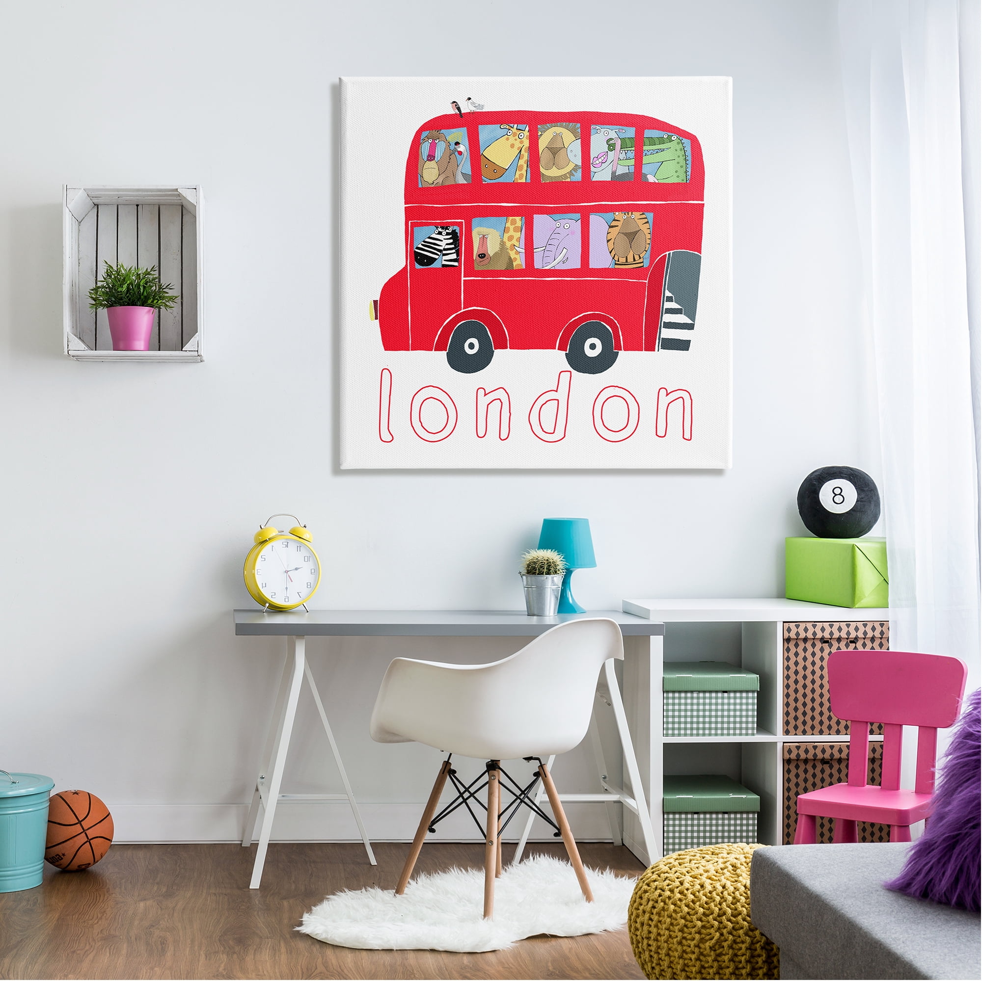 Stupell Industries London Bus of Animals Animals & Insects Painting Gallery Wrapped Canvas Print Wall Art, 36 x 36