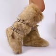 thumbnail image 2 of Dasayo Furry Boots Women Mid-Calf Yellow Winter Buckles Fuzzy Comfy Warm Boots Women's Shoes 40, 2 of 5