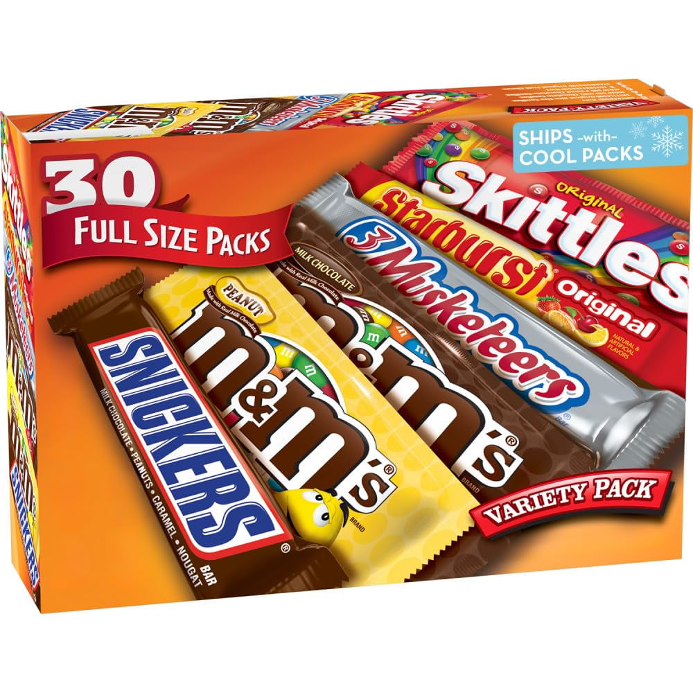 M&M'S Full Size Chocolate Candy Variety Pack, 56.11-Ounce 30-Count
