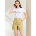 thumbnail image 2 of INSPIRE CHIC Bermudas De Algodón De Pierna Recta Hasta La Mitad Del Muslo De Cintura Alta Para Mujer Caqui claro L, 2 of 6