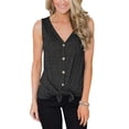 thumbnail image 1 of Camisetas sin Mangas con Cuello en V y Botones para Mujer, Camisas básicas Informales sin Mangas de Verano, camisola Delantera con Tiras, Gris-M-Gris-M brillar Electrónica, 1 of 4