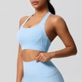 thumbnail image 6 of Sport Bras For Women Solid Color Full Coverage Support Bra Light Blue Size M, 6 of 7