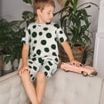 thumbnail image 4 of Balery Abstract Green Polka Dot Conjunto de Pijama Infantil de Manga Corta con Estampado – Ropa de Dormir de Algodón Suave-Large, 4 of 6